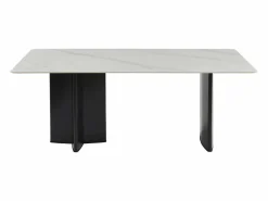 Mesa de comedor para 8 personas en cerámica y MDF - Efecto mármol blanco y negro - SINAN^Vente-unique New