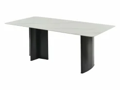 Mesa de comedor para 8 personas en cerámica y MDF - Efecto mármol blanco y negro - SINAN^Vente-unique New