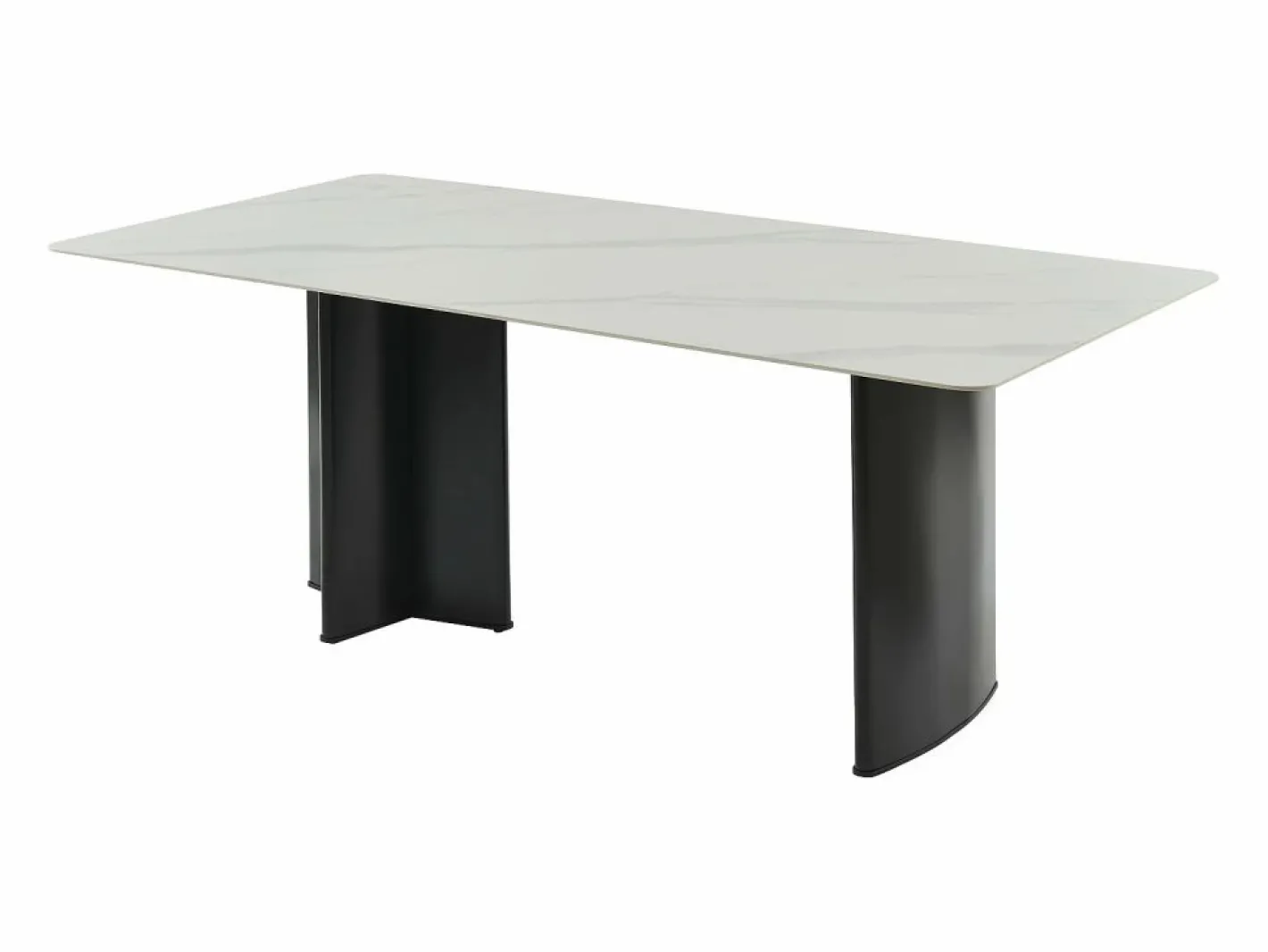 Mesa de comedor para 8 personas en cerámica y MDF - Efecto mármol blanco y negro - SINAN^Vente-unique New