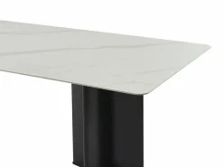 Mesa de comedor para 8 personas en cerámica y MDF - Efecto mármol blanco y negro - SINAN^Vente-unique New