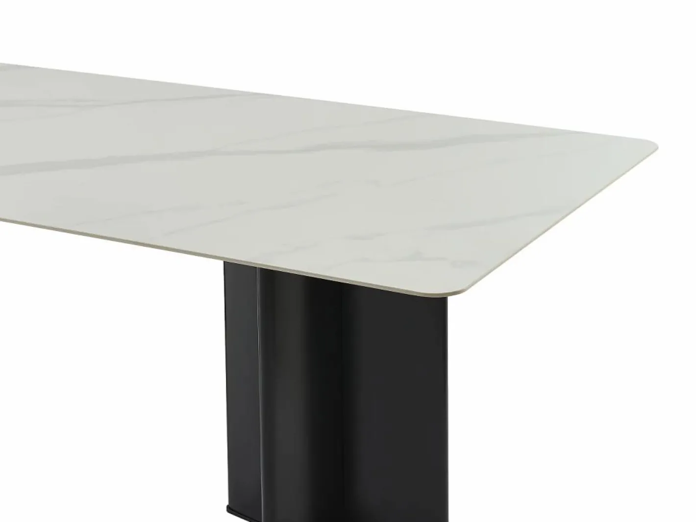 Mesa de comedor para 8 personas en cerámica y MDF - Efecto mármol blanco y negro - SINAN^Vente-unique New