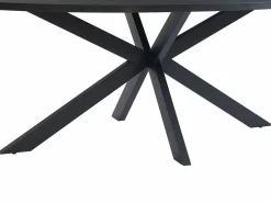 Vente-unique Mesa de comedor para 8 personas, chapa de roble y metal - - LINIOMA Negro Clearance