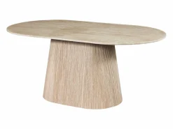Vente-unique Mesa de comedor para 8 personas de mármol artificial - Efecto travertino - TIFULI Beige Online