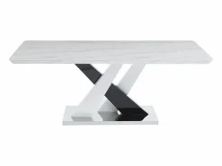 Mesa de comedor para 8 personas - MDF y acero inoxidable - Efecto mármol blanco y negro - EVAELA^Vente-unique Online