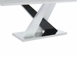 Mesa de comedor para 8 personas - MDF y acero inoxidable - Efecto mármol blanco y negro - EVAELA^Vente-unique Online