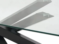Vente-unique Mesa De Comedor|Mesa de comedor para 8 personas en vidrio templado y metal negro - Transparente - METRILIA