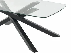 Vente-unique Mesa De Comedor|Mesa de comedor para 8 personas en vidrio templado y metal negro - Transparente - METRILIA