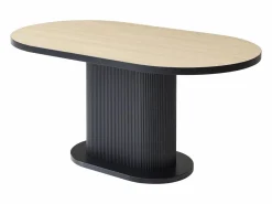 Vente-unique Mesa de comedor para 6 personas en MDF - Natural y Negro - CALIENO Negro / Color natural claro Outlet