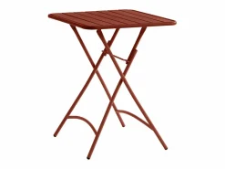 MYLIA Mesa de comedor plegable de jardín de metal mesa de 60 cm 2 sillas plegables - MIRMANDE Terracota Best