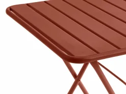 MYLIA Mesa de comedor plegable de jardín de metal mesa de 60 cm 2 sillas plegables - MIRMANDE Terracota Best