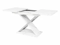 Mesa de comedor rectangular extensible para 4-6 personas, tapa chapada en mármol con patas en forma de X - 118/157x75x76,4cm^Hauss Spole Outlet