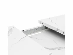 Mesa de comedor rectangular extensible para 4-6 personas, tapa chapada en mármol con patas en forma de X - 118/157x75x76,4cm^Hauss Spole Outlet
