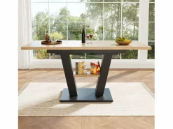 Mesa de comedor rectangular - Mesa de comedor con espacio de almacenamiento y tablero de madera - retráctil - para cocina y sala de estar^ Outlet