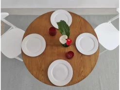 Mesa Extensible|Mesa de comedor redonda extensible 90cm Jubi Roble