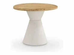 Mesa De Comedor|Mesa de comedor redonda en madera de abeto y base de poliresina blanca