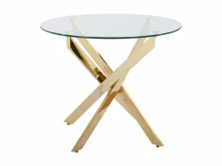 Mesa de comedor redonda para 2 personas de vidrio templado y metal dorado - Transparente - COSIMA^Vente-unique Outlet