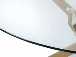 Mesa de comedor redonda para 2 personas de vidrio templado y metal dorado - Transparente - COSIMA^Vente-unique Outlet