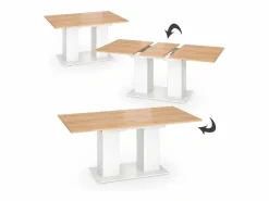 Vicco Mesa Extensible|Mesa de comedor roble blanco/dorado 180x90x76 dix