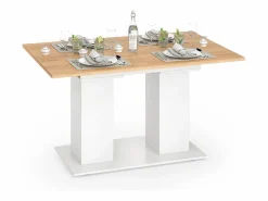 Vicco Mesa Extensible|Mesa de comedor roble blanco/dorado 180x90x76 dix
