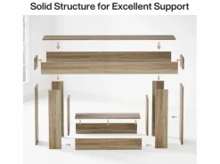 Tribesigns Mesa de consola 160 cm, mesa de entrada de 2 niveles estilo casco rural, mesa de sofá detrás del sofá, color Gris Best