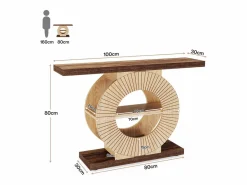 Tribesigns Consola|Mesa de consola de 100 cm con almacenamiento - Mesa de entrada de madera para el salón, con estanterías y base circular