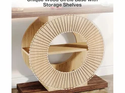 Tribesigns Consola|Mesa de consola de 100 cm con almacenamiento - Mesa de entrada de madera para el salón, con estanterías y base circular