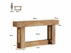 Tribesigns Consola|Mesa de consola de 160 cm, mesa de entrada de dos niveles, mesa auxiliar rectangular de madera detrás del sofá