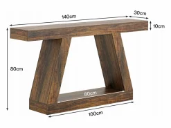 Tribesigns Mesa de consola de 140 x 30 x 80 cm, Mesa auxiliar, Mesa de pasillo, Mesa de consola con espacio de almacenamiento en la entrada Marru00f3n