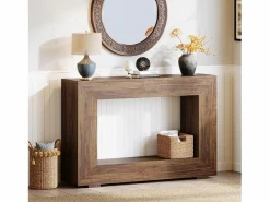 Mesa de Consola de Entrada, 120 x 30 x 83,5 cm, Mesa Auxiliar, Marrón Rústico^Tribesigns New