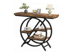 Tribesigns Consola|Mesa de consola, Mesa de entrada de 100 cm con tablero grueso, Mesa de salón industrial, Mesas auxiliares, Marrón rústico
