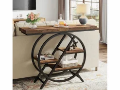 Tribesigns Consola|Mesa de consola, Mesa de entrada de 100 cm con tablero grueso, Mesa de salón industrial, Mesas auxiliares, Marrón rústico