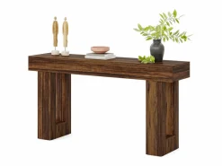 Tribesigns Consola|Mesa de consola rectangular de 160 cm de largo, mesa baja detrás del sofá, mesa de estilo rústico para la entrada, el pasillo, el salón (marrón rústico)