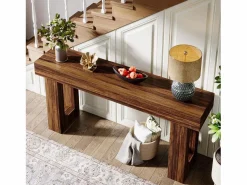 Tribesigns Consola|Mesa de consola rectangular de 160 cm de largo, mesa baja detrás del sofá, mesa de estilo rústico para la entrada, el pasillo, el salón (marrón rústico)