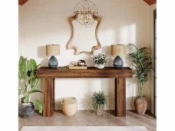 Tribesigns Consola|Mesa de consola rectangular de 160 cm de largo, mesa baja detrás del sofá, mesa de estilo rústico para la entrada, el pasillo, el salón (marrón rústico)