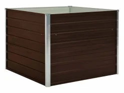 Clicnbuy Jardinera|Mesa de cultivo de acero galvanizado marrón 100x100x77 cm