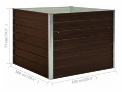 Clicnbuy Jardinera|Mesa de cultivo de acero galvanizado marrón 100x100x77 cm