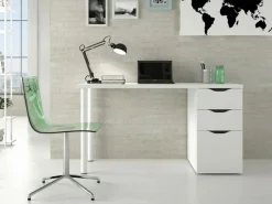 Loungitude Mesa de despacho con 3 cajones Theon Blanco New