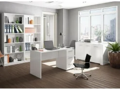 Loungitude Mesa de despacho con 3 cajones Theon Blanco New