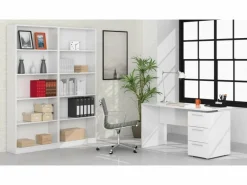 Loungitude Mesa de despacho con 3 cajones Theon Blanco New