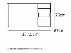 Mesa De Ordenador|Mesa de despacho Kiroba acabado roble gold/blanco, 76cm(alto) 137.5cm(ancho) 67cm(fondo)