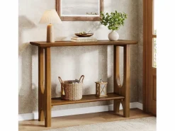 Tribesigns Consola|Mesa de entrada de 105 cm con espacio de almacenamiento, moderna mesa de consola de dos niveles con patas de madera maciza para salón y pasillo
