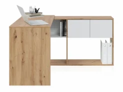 Mesa de escritorio con estantería Dess Blanco Artik (Blanco Mate) - Roble Nodi^duehome Best
