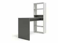 duehome Mesa de escritorio con estantería en blanco artik y antracita 120x50 cm Cosmic Blanco Artik (Blanco Mate) - Antracita Gris Sale
