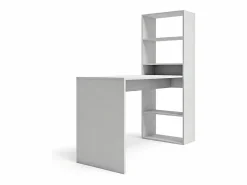 duehome Consola Escritorio|Mesa de escritorio con estantería en blanco artik 120x50 cm Cosmic Blanco Artik (Blanco Mate)