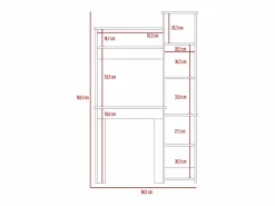 TuHome Mesa De Ordenador|Mesa de Escritorio Heinrich, con estantes 163.1 CM A X 98.5 CM An X 42.3 CM P. / Duna
