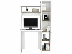 TuHome Mesa De Ordenador|Mesa de Escritorio Heinrich, con estantes 163.1 CM A X 98.5 CM An X 42.3 CM P. / Duna