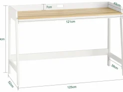 Mesa de Escritorio, Mesa de Ordenador con un Estante,Color Blanco, L 125 x H 80 cm FWT41-WN ES^Sobuy Best