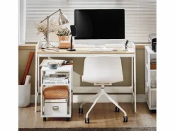 Mesa de Escritorio, Mesa de Ordenador con un Estante,Color Blanco, L 125 x H 80 cm FWT41-WN ES^Sobuy Best