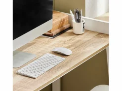 Mesa de Escritorio, Mesa de Ordenador con un Estante,Color Blanco, L 125 x H 80 cm FWT41-WN ES^Sobuy Best