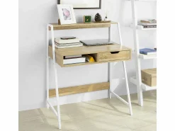 Sobuy Mesa De Ordenador|Mesa de Escritorio Mesa de Ordenador con 2 cajones y 1 Estante L81 cm x P50cm x H100cm FWT63-N ES